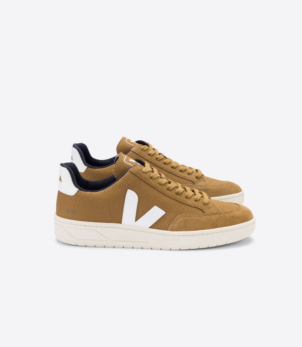 Veja Trainers Mens Brown/White - V-12 B-mesh Tent - ZAKW-08325